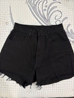 John Galt Black High-Waist Frayed Hem Women’s Shorts